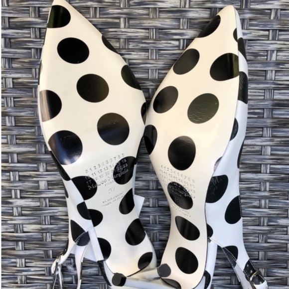 Maison Martin Margiela Polka Dot Leather Slingback Pumps Size 37EU NEW - Picture 8 of 9